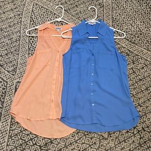 (2) XS express sleeveless portofino blouses
